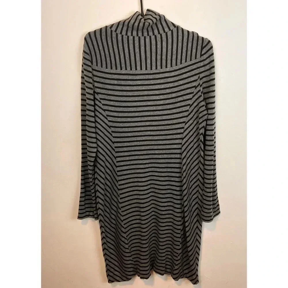 Tory Burch Gray Black Striped Mock Neck Long Sleeve Sweater Dress 30142482